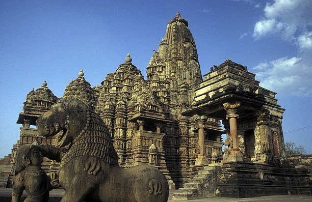 the temple of khajuraho in the province of uttar pradesh in india.